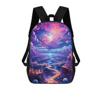 sinyumoney Fantasy Valley with Luminous Sky -1 Sac À Dos Enfant, Sac D'école, Sac À Dos Imprimé 3D Avec Motif De Dessin Animé, Grande Capacité, Pour Garçons Et Filles 17inch