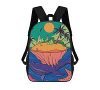 sinyumoney Fantasy Whale Island Sacs À Dos Imprimés En 3D Pour Enfants, Sacs D'école Tendance Pour Garçons, Sacs De Voyage, Sacs Scolaires Pour Élèves Du Primaire 17inch