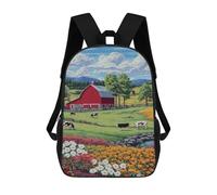 sinyumoney Farm Scene with Red Barn Sacs À Dos Imprimés En 3D Pour Enfants 17inch Sacs À Dos Tendance Et Décontractés Pour La Journée, Sacs De Voyage, Sacs À Dos D'extérieur Pour Garçons Et Filles