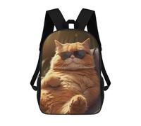 sinyumoney Fat Cat Chilling Glasses Sac À Dos Scolaire Pour Filles Et Garçons, Avec Poche, Sac À Dos Tendance Pour Enfants 17inch