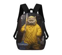 sinyumoney Fat Cat Cleaning Bathroom Sacs À Dos Pour Garçons, Cartables Imprimés En 3D, Sacs À Dos De Voyage Tendance Pour Garçons (primaire, Collège) 17inch