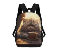 sinyumoney Fat Cat Coffee Animal Pet Sac À Dos Imprimé En 3D Pour Enfants, Sac D'école Grande Capacité, Sac De Voyage, Sac À Livres, Sac À Dos Scolaire Pour Enfants 17inch