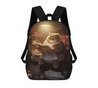 sinyumoney Fat Cat Reading Newspaper Sac À Dos Avec Poche, Sacs À Dos Imprimés En 3D, Sacs De Voyage, Sacs À Livres, Sacs D'école Pour Enfants 17inch