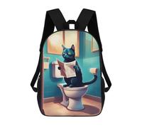 sinyumoney Fat Cat Toilet Newspaper Sac À Dos Imprimé En 3D Pour Enfants, Sac D'école Grande Capacité, Sac De Voyage, Sac À Livres, Sac À Dos Scolaire Pour Enfants 17inch