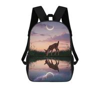 sinyumoney Fawn Drinking at Twilight Reflection Sacs À Dos Scolaires Pour Garçons Et Filles, Sacs À Dos Décontractés Pour Le Sport, Sacs À Dos De Grande Capacité Pour L'école Primaire 17inch