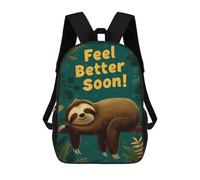 sinyumoney Feel Better Soon Sloth Illustration Sac À Dos Enfant, Cartable Imprimé En 3D Pour Garçons Et Adolescents 17inch