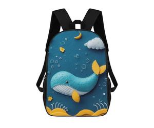 sinyumoney Felt Whale in A Dreamy Seascape Sac À Dos Enfant Fille 3D, Sac D'école, Sac À Dos Pour Tout-petits, Sac À Dos Décontracté, Sac À Livres Tendance 17inch