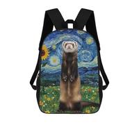 sinyumoney Ferret in Starry Night Landscape Sac À Dos Scolaire Pour Adolescents, Imprimé En 3D, Ajustable, À Poches Tendance, Pour Enfants, Garçons, Filles, Étudiants Et Adolescents 17inch