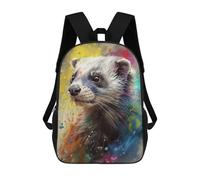 sinyumoney Ferret Painting Sacs À Dos Tendance Imprimés En 3D 17inch Sac D'école Décontracté Pour Enfants, Garçons, Élèves Du Primaire Et Du Collège