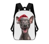 sinyumoney Festive American Hairless Terrier with Santa Hat Sacs À Dos Scolaires Pour Enfants, Sac D'école Imprimé En 3D Pour Garçons, Élèves Du Primaire Et Du Collège 17inch