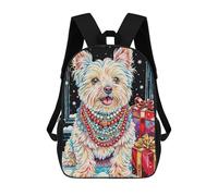 sinyumoney Festive Dog with Gifts Sac À Dos, Cartable Imprimé En 3D, Sac À Goûter, Sac À Dos De Voyage, Sac À Dos Entre Amis, Sac À Dos Scolaire Pour Filles Et Garçons 17inch