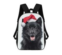 sinyumoney Festive Schipperke Dog with Santa Hat Sacs À Dos Pour Enfants, Sac D'école Imprimé En 3D, Cartable Pour Enfants, Sac De Voyage, Sac À Dos Garçon Fille, Sac D'école Pour Enfants 17inch