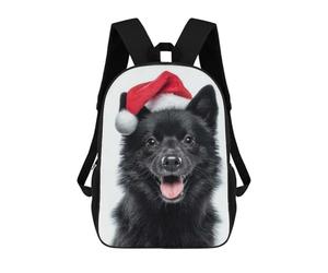 sinyumoney Festive Schipperke Dog with Santa Hat Sacs À Dos Pour Enfants, Sac D'école Imprimé En 3D, Cartable Pour Enfants, Sac De Voyage, Sac À Dos Garçon Fille, Sac D'école Pour Enfants 17inch