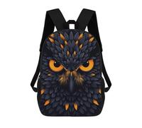 sinyumoney Fierce Owl Vector Portrait with Glowing Orange Eyes Sacs À Dos Scolaires Pour Enfants, Sac D'école Imprimé En 3D Pour Garçons, Élèves Du Primaire Et Du Collège 17inch