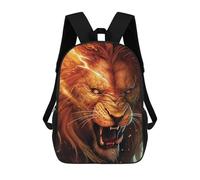 sinyumoney Fiery Lion Roar -3 Sac À Dos Scolaire Pour Enfants, Imprimé En 3D, Pour Garçons, Élèves Du Primaire Et Du Collège 17inch