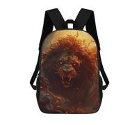 sinyumoney Fiery Lion Roar -4 Sac À Dos Scolaire Pour Enfants 17 Pouces, Sac À Dos Décontracté Pour Les Voyages, Grand Sac À Dos De Jour Pour Garçons Et Filles 17inch