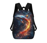 sinyumoney Fiery Shark in Dark Space Sac À Dos Scolaire Pour Enfants, Imprimé En 3D, Sac À Dos Tendance Pour Garçons, Élèves Du Primaire Et Du Collège 17inch