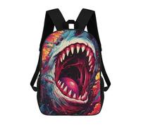 sinyumoney Fiery Shark Mouth Artwork Sac À Dos Scolaire Pour Enfants, Imprimé En 3D, Pour Garçons, Élèves Du Primaire Et Du Collège 17inch
