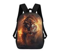 sinyumoney Fiery Tiger Fire Flames Sacs À Dos, Sac À Dos Enfant, Sac D'école, Sac À Dos De Voyage Imprimé En 3D, Accessoire De Mode, Sac À Dos Imperméable Pour Enfants 17inch