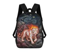 sinyumoney Fiery Tiger Under Starry Night Sac À Dos Enfant, Cartable Imprimé En 3D Pour Garçons Et Adolescents 17inch