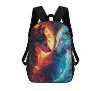 sinyumoney Fire And Ice Wolf Sacs À Dos Pour Garçons, Cartables Imprimés En 3D, Sacs À Dos De Voyage Tendance Pour Garçons (primaire, Collège) 17inch