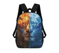 sinyumoney Fire & Ice Lion Art Print -3 Sacs À Dos 17 Pouces Pour Enfants, Sacs D'école Imprimés En 3D Pour Élèves Du Primaire Et Du Collège, Garçons Et Filles