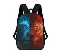 sinyumoney Fire & Ice Lion Artwork Sac À Dos Scolaire Pour Enfants, Sac À Dos De Voyage Décontracté, Grand Sac À Dos Pour Garçons Et Filles 17inch