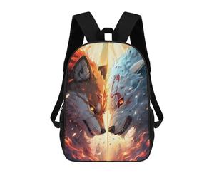 sinyumoney Fire Vs Ice Dual Wolf Spirits Sacs À Dos, Sac À Dos Enfant, Sac D'école, Sac À Dos De Voyage Imprimé En 3D, Accessoire De Mode, Sac À Dos Imperméable Pour Enfants 17inch