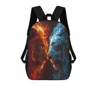 sinyumoney Fire Vs. Ice Lions Sacs À Dos Tendance Imprimés En 3D 17inch Sac D'école Décontracté Pour Enfants, Garçons, Élèves Du Primaire Et Du Collège