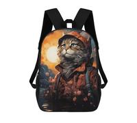 sinyumoney Fisherman Cat on A Lake Sac À Dos Scolaire Pour Enfants Imprimé En 3D, Idéal Pour Les Voyages Et Les Livres 17inch