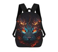 sinyumoney Flame And Ice Cat Portrait -1 Sacs À Dos Scolaires Pour Garçons Et Filles, Sacs À Dos Décontractés Pour Le Sport, Sacs À Dos De Grande Capacité Pour L'école Primaire 17inch