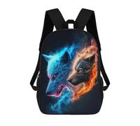 sinyumoney Flame And Ice Wolf Art Print Sac À Dos Imperméable Pour Ordinateur Portable, Idéal Pour Les Voyages, Les Adolescents, Les Femmes Et Les Hommes 17inch