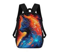 sinyumoney Flame And Shadow Wolf Art Sac À Dos Enfant Tendance Et Amusant, Sac À Dos Pour Garçons Et Adolescents, Sac D'école Imprimé En 3D Pour Garçons 17inch