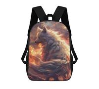 sinyumoney Flame Fox Fantasy Artwork Sac À Dos Scolaire Imprimé En 3D Pour Enfants, Sac À Dos De Voyage, Sac Tendance Et Décontracté Pour Écoliers 17inch