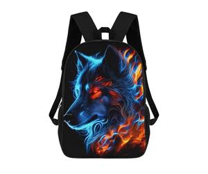 sinyumoney Flame Wolf Artwork -2 Sac À Dos Enfant, Cartable Imprimé En 3D Pour Garçons Et Adolescents 17inch