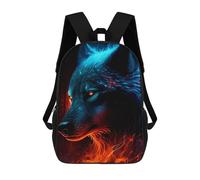 sinyumoney Flame Wolf Artwork -3 Sac À Dos, Cartable Imprimé En 3D, Sac À Goûter, Sac À Dos De Voyage, Sac À Dos Entre Amis, Sac À Dos Scolaire Pour Filles Et Garçons 17inch