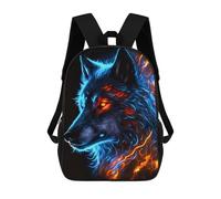 sinyumoney Flame Wolf Artwork Sacs À Dos Pour Enfants, Cartables, Sacs À Dos Scolaires Imprimés En 3D, Sacs À Dos De Voyage Tendance Pour Enfants (primaire, Collège) 17inch