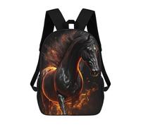 sinyumoney Flaming Black Stallion Sac À Dos Scolaire Pour Adolescents, Imprimé En 3D, Ajustable, À Poches Tendance, Pour Enfants, Garçons, Filles, Étudiants Et Adolescents 17inch