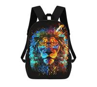 sinyumoney Flaming Lion Sunglasses Art Print -2 Sacs À Dos Tendance Imprimés En 3D 17inch Sac D'école Décontracté Pour Enfants, Garçons, Élèves Du Primaire Et Du Collège