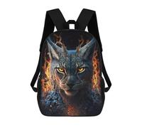 sinyumoney Flaming Lynx Wild Cat Art Print Sac À Dos Enfant, Sac À Dos Anime, Grand Sac À Dos Enfant, Sac À Dos Imprimé En 3D Pour Enfants, Cartable, Cartable Pour Garçons Et Filles 17inch