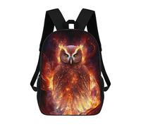sinyumoney Flaming Owl Artwork -4 Sac À Dos Scolaire Pour Enfants, Imprimé En 3D, Sac À Dos Tendance Pour Garçons, Élèves Du Primaire Et Du Collège 17inch