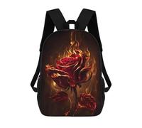 sinyumoney Flaming Red Rose Artwork Sac À Dos Scolaire Imprimé En 3D Pour Enfants, Sac À Dos Garçon/fille, Sac De Voyage Pour Enfants 17inch
