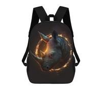 sinyumoney Flaming Rhino Artwork Sacs À Dos Imprimés En 3D Pour Enfants, Sacs D'école Tendance Pour Garçons, Sacs De Voyage, Sacs Scolaires Pour Élèves Du Primaire 17inch