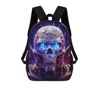 sinyumoney Flaming Skull Artwork -6 Sacs À Dos Pour Enfants, Cartables 3D Personnalisés Pour Garçons Et Filles, Grands Sacs À Dos Scolaires Décontractés 17inch