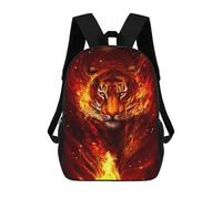 sinyumoney Flaming Tiger Artwork -8 Sac À Dos Scolaire Imprimé En 3D, Sac À Dos Tendance Pour Enfants, Sac À Dos Pour Garçons, Élèves Du Collège 17inch
