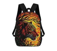 sinyumoney Flaming Tiger Sunset Sac À Dos Enfant, Cartable, Sac D'école, Motif Dessin Animé 3D, Sac Pour Ordinateur Portable, Pour Garçons Et Filles 17inch