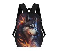 sinyumoney Flaming Wolf Art Print -2 Sacs À Dos 17 Pouces Pour Enfants, Sacs D'école Imprimés En 3D Pour Élèves Du Primaire Et Du Collège, Garçons Et Filles