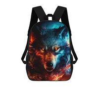 sinyumoney Flaming Wolf Artwork -3 Sac À Dos Scolaire Pour Enfants, Imprimé En 3D, Tendance Et Décontracté, Pour Garçons, Élèves Du Primaire Et Du Collège 17inch