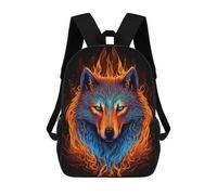 sinyumoney Flaming Wolf Artwork Sac À Dos Scolaire Pour Enfants 17 Pouces, Sac À Dos Décontracté Pour Les Voyages, Grand Sac À Dos De Jour Pour Garçons Et Filles 17inch