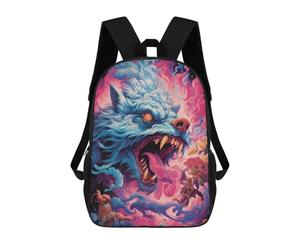 sinyumoney Flaming Wolf Fantasy Battle Sac À Dos Pour Garçons Et Adolescents, Sacs À Dos Pour Filles, Sacs À Dos Pour Tout-petits, Sacs À Livres Pour L'école Primaire Et Le Collège 17inch